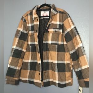 Levi's Men's Cotton Plaid Long Sleeve Shirt Jacket Brown Size Medium NWT